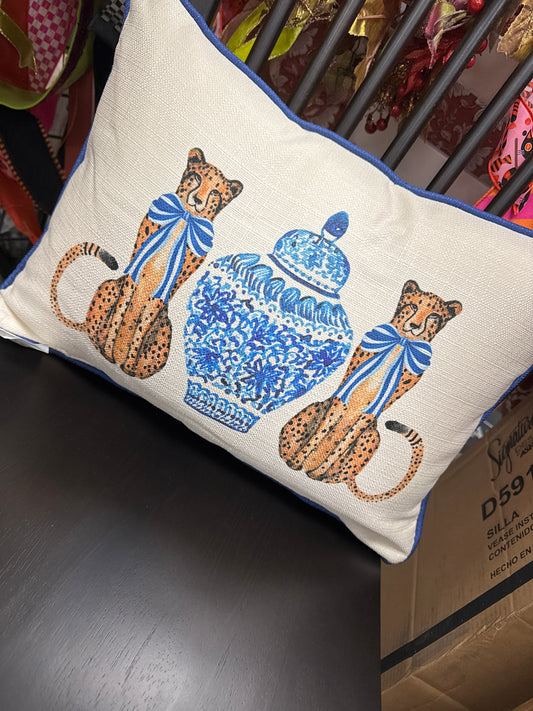 Chinoiserie cat pillow