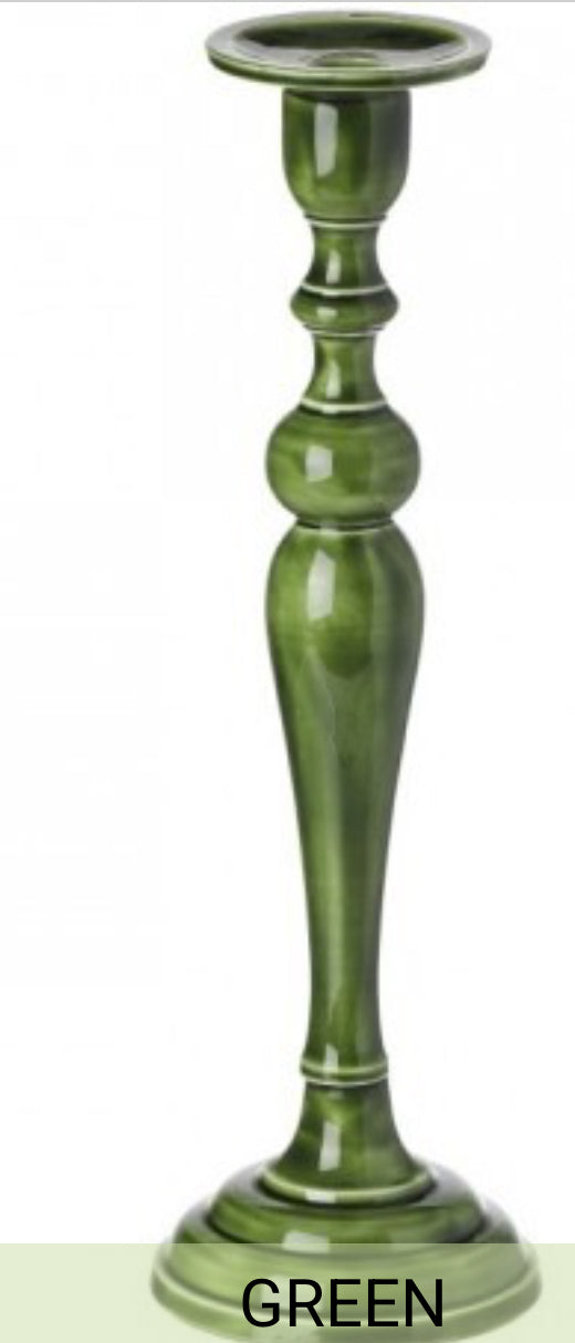 Metal Enamel Green Candlesticks