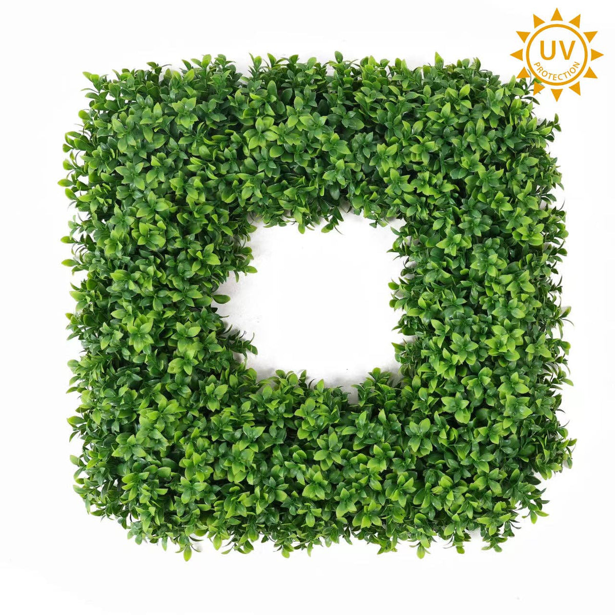 Artificial Boxwood Square Wreath 22" UV, TT Green