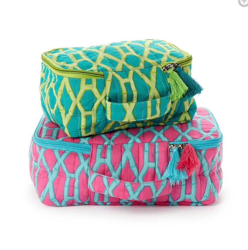 Preppy Bamboo Cotton Block Printed Packing Cubes Set of Two Sizes