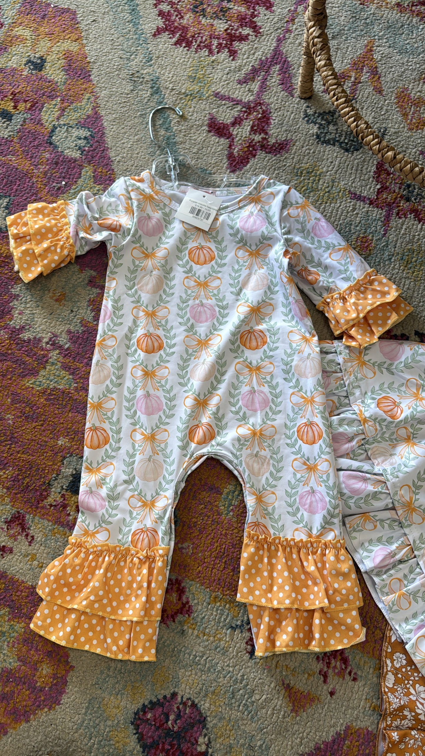 Pumpkin coquette baby romper