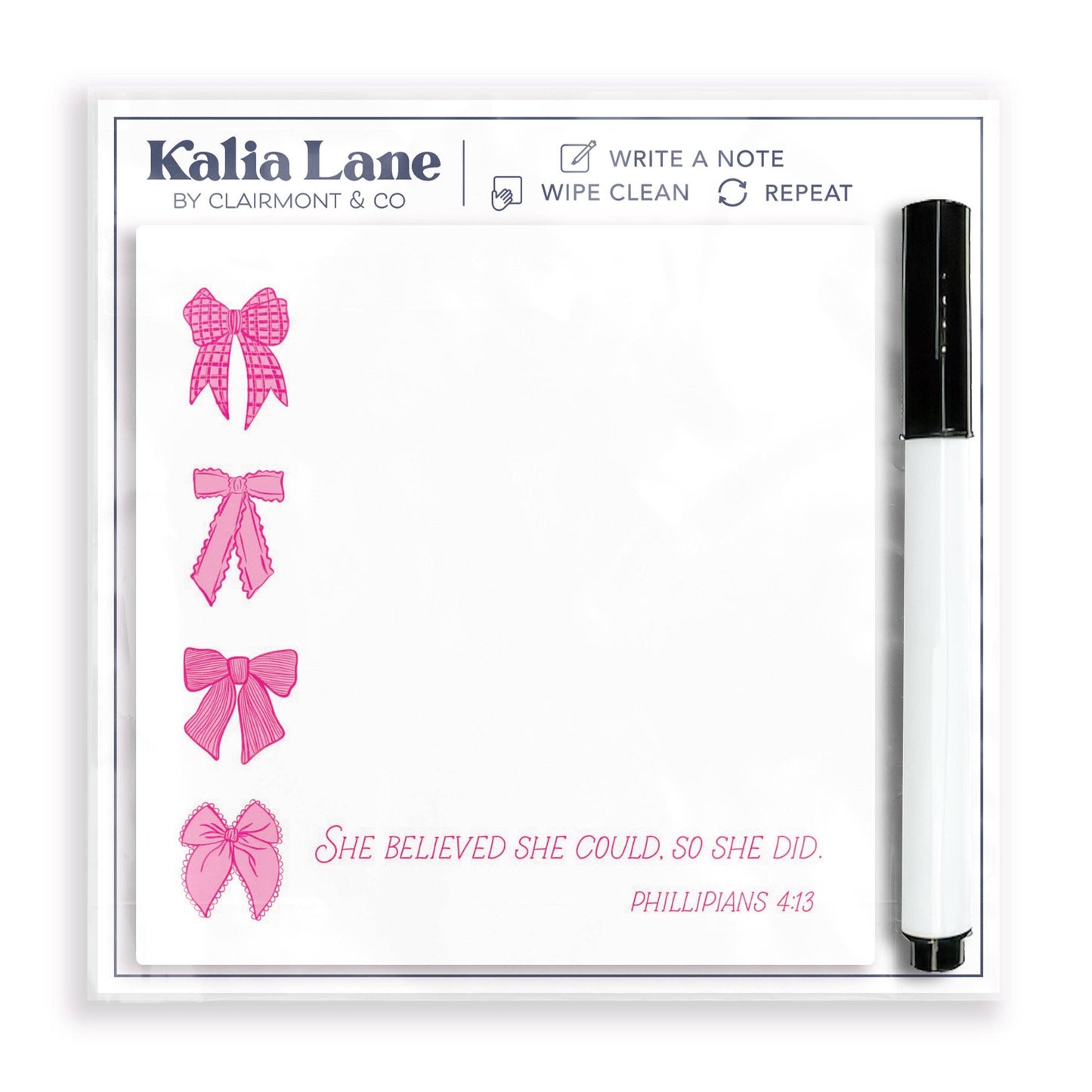 Desk Notes-Pink Bows She Believed She Could,Stocking Stuffer
