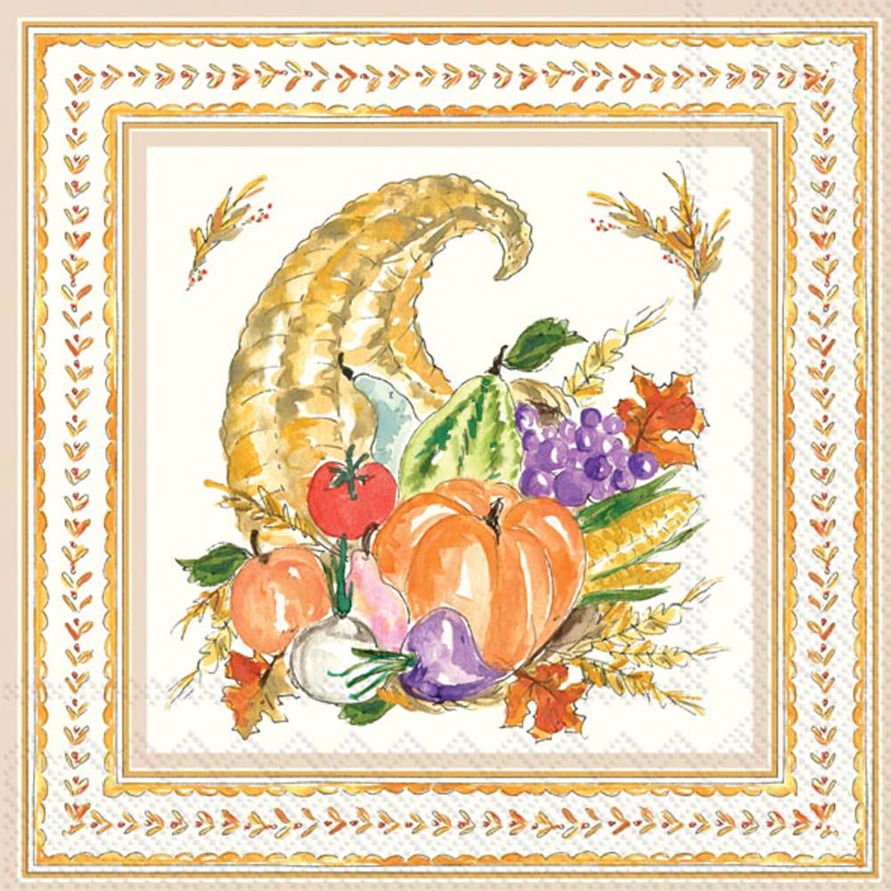 Paper Cocktail Napkins Pack of 20 Cornucopia Collection Fall