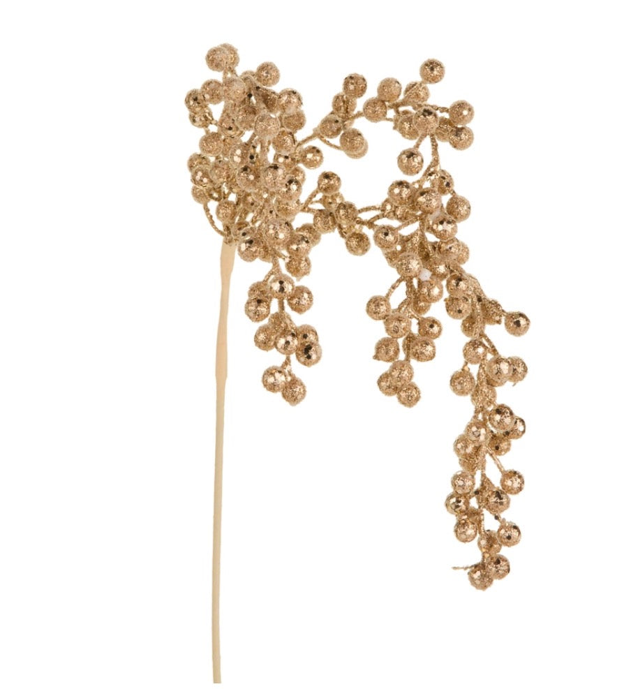 31" Platinum Glitter Hanging Berry Spray