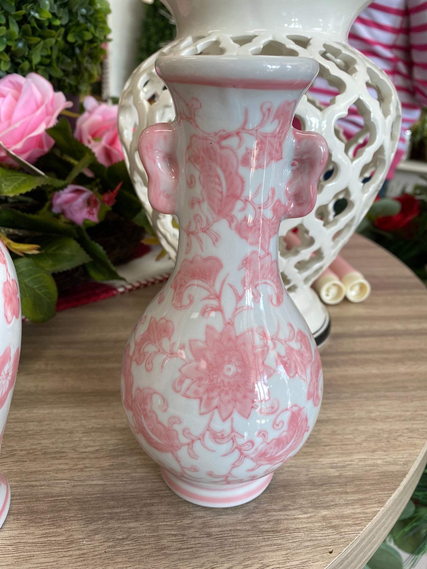 Pink stoneware vase