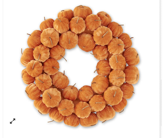 18 inch orange velvet pumpkin wreath