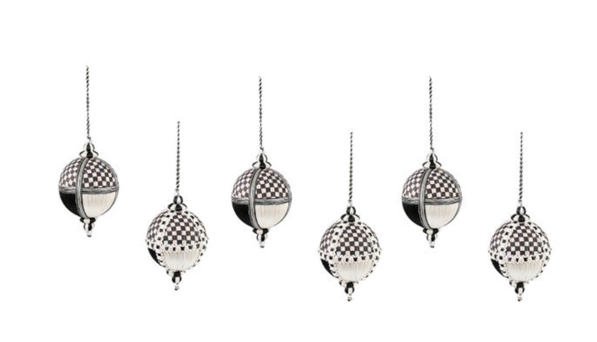 Courtly Patchwork Fabric Ball Ornaments, Set Of 6