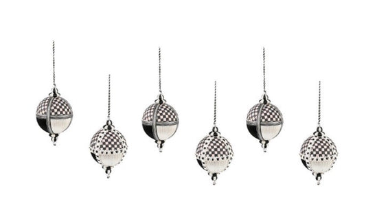 Courtly Patchwork Fabric Ball Ornaments, Set Of 6