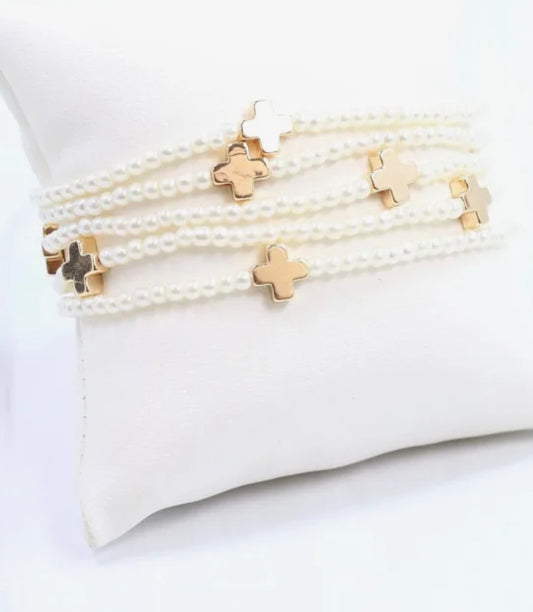 Panetiere Pearl Cross Bracelet Set