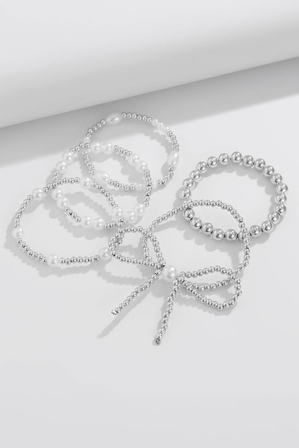 LDC Bow Knot Pearl Beaded Multi Layered Bracelet Set