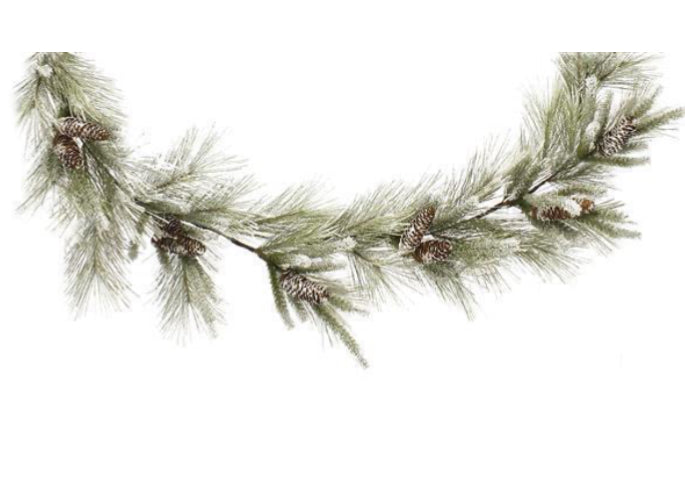 6' TWO TONE GREEN/WHITE FROSTED MIX WHITE PINE GARLAND