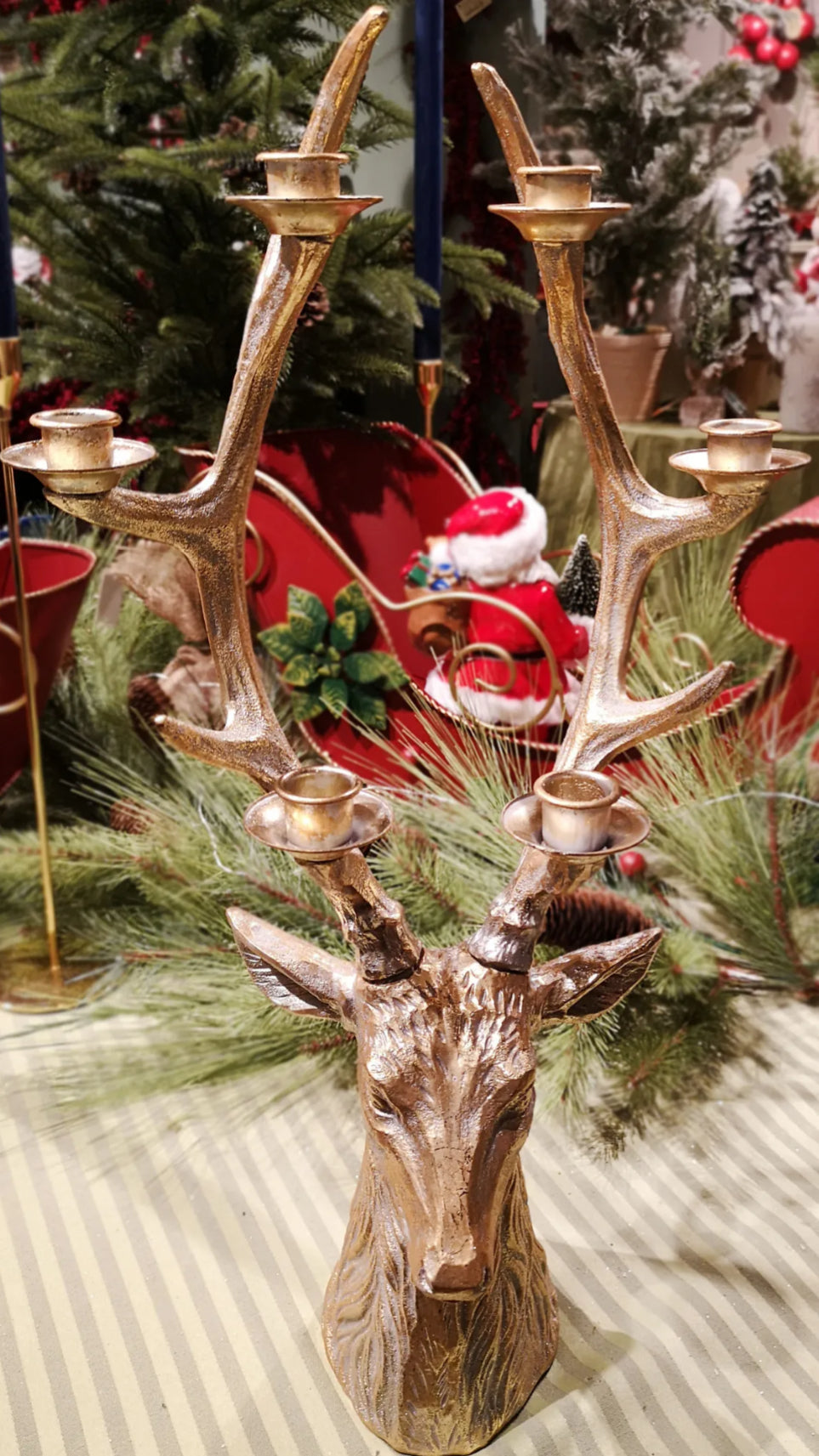 22” gold deer head pillar holder