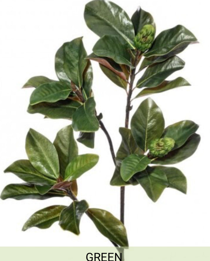 44" GRAND MAGNOLIA LEAF BRANCH W/PODS