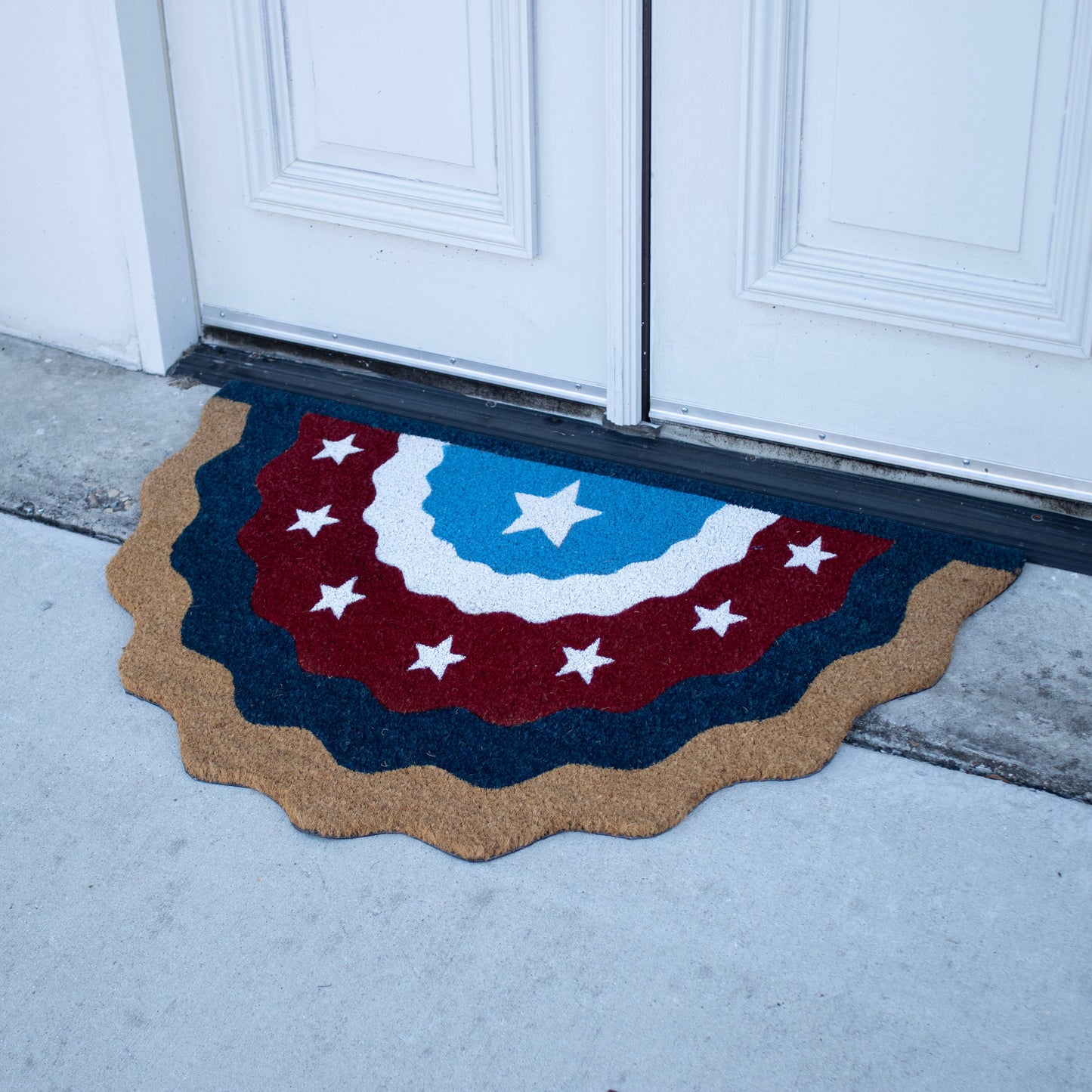 Star Bunting Coir Doormat Natural/Red/White/Blue 24x36