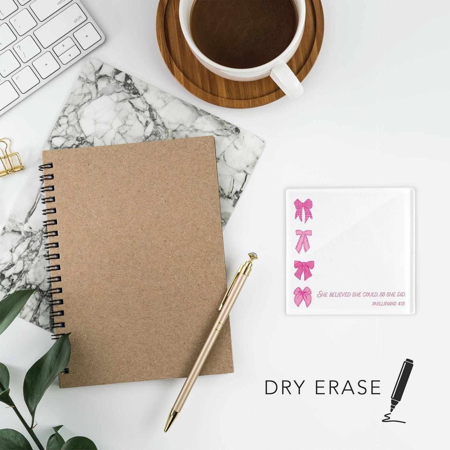 Desk Notes-Pink Bows She Believed She Could,Stocking Stuffer