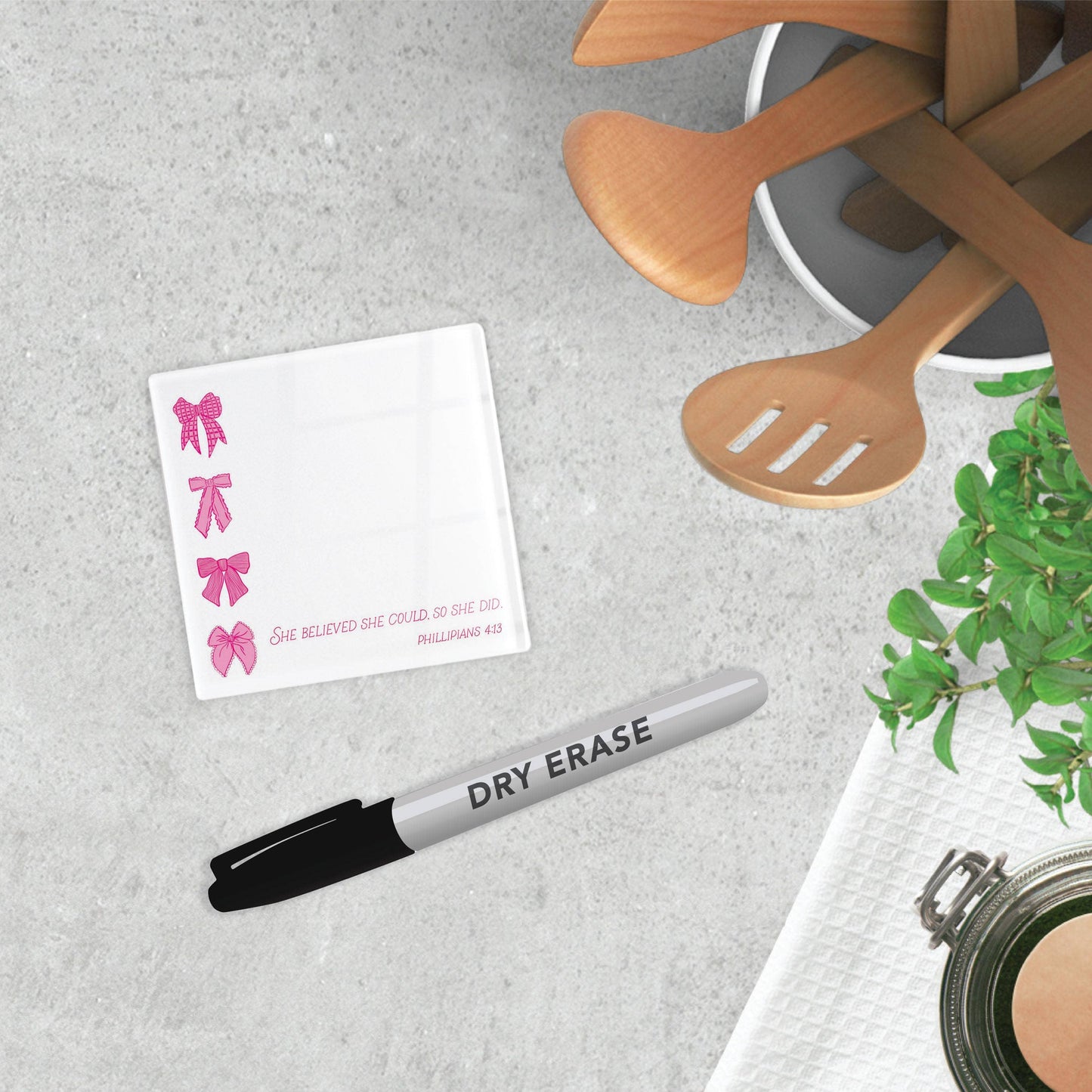Desk Notes-Pink Bows She Believed She Could,Stocking Stuffer