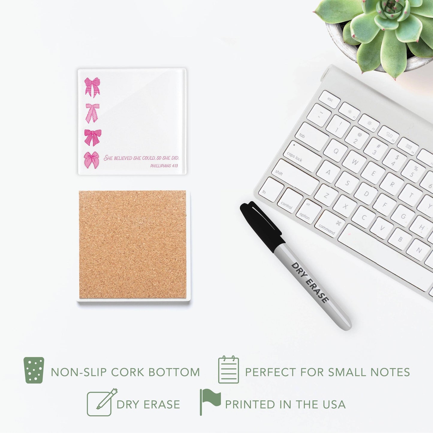 Desk Notes-Pink Bows She Believed She Could,Stocking Stuffer