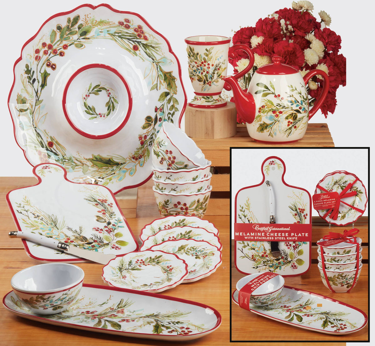 Christmas Gatherings Mel Oval Tray 15x6in w Dip Bwl 4.75x2in