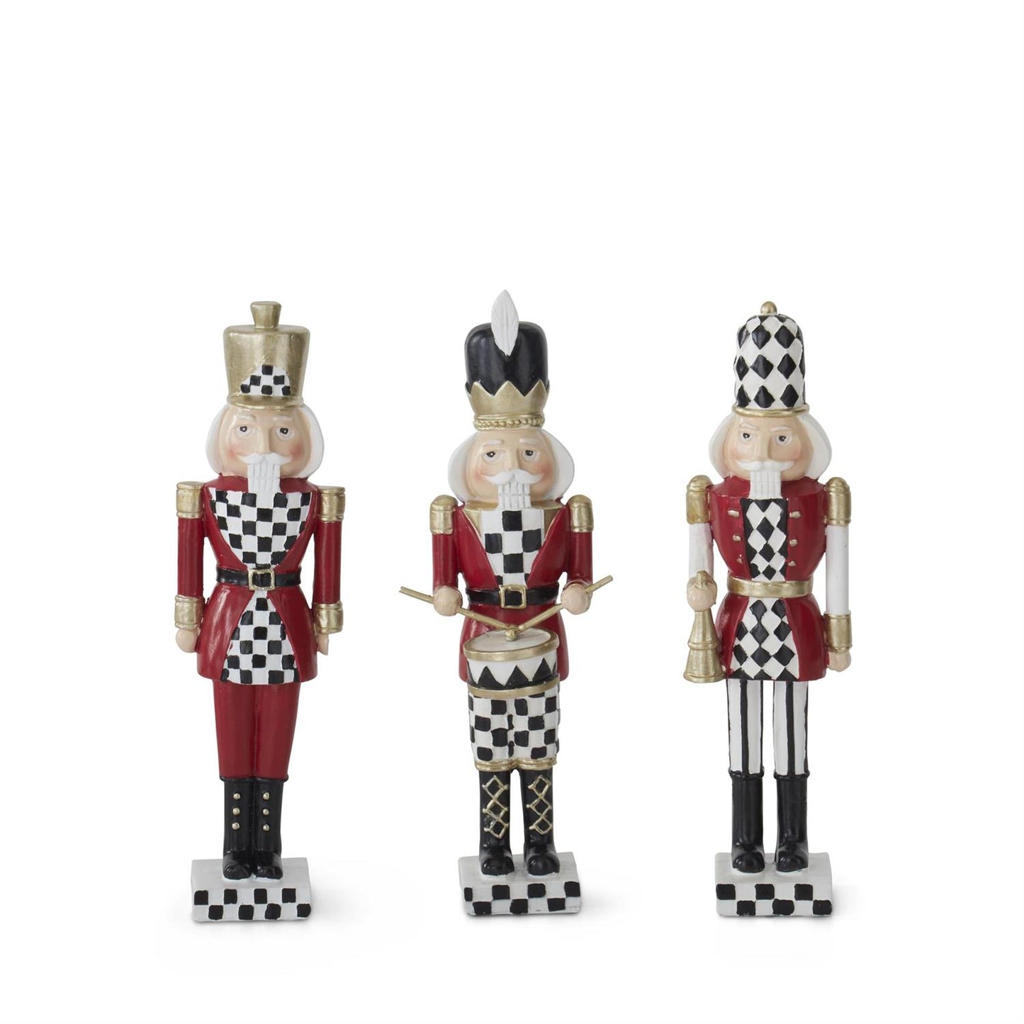 Harlequin resin nutcracker soldiers.