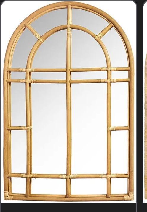 Rattan arched mirror