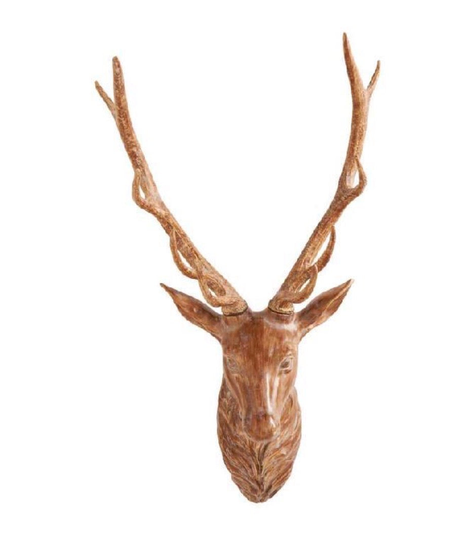 36 INCH LIGHT BROWN RESIN WALL MOUNT DEER BUST