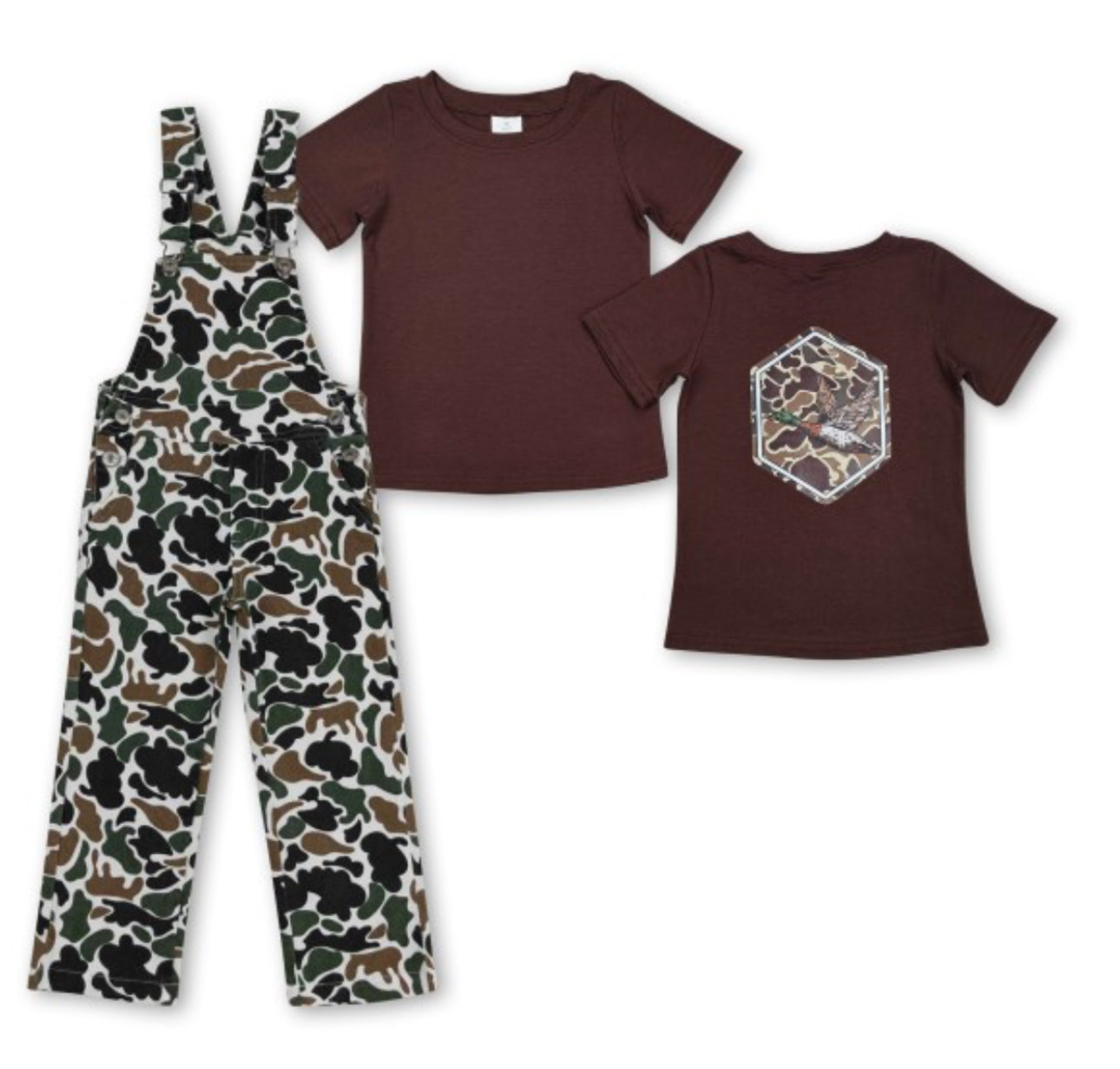 Boys camo overalls set