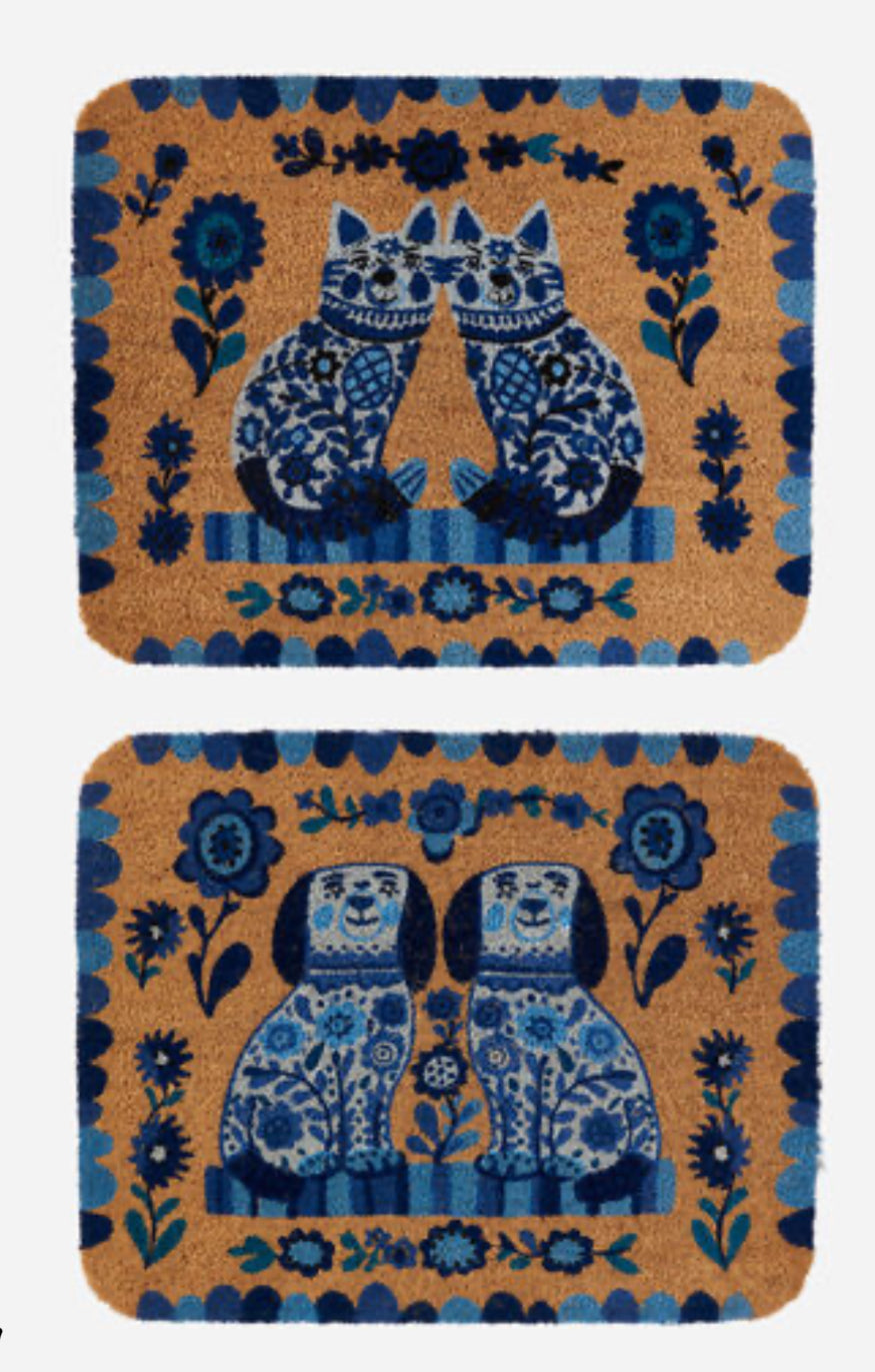 Blue and white dog/cat mat
