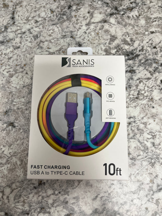 10ft gradient color cable 30w USB-A to USB-C