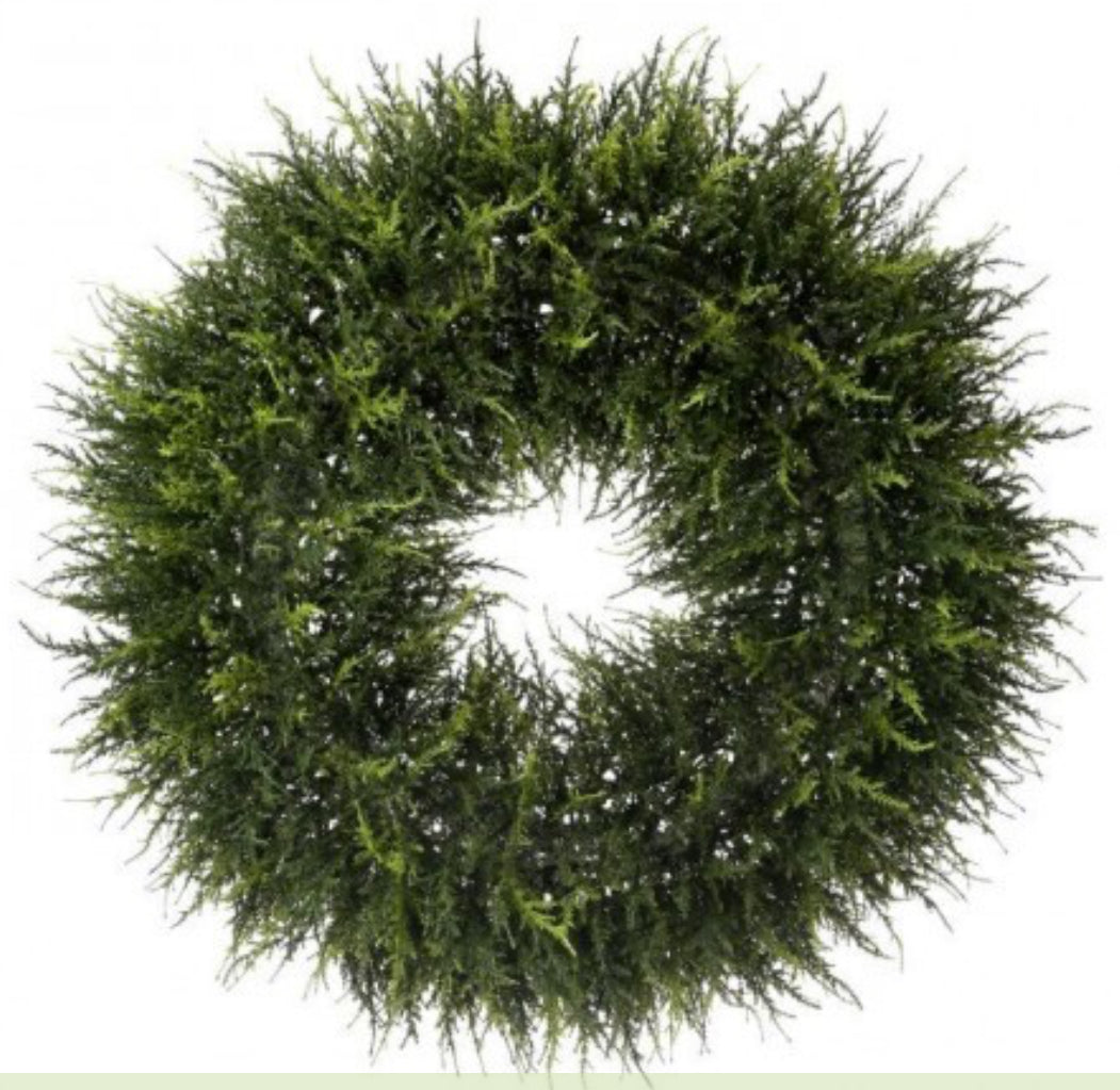 24" UV TWO TONE PE NATURAL CEDAR WREATH