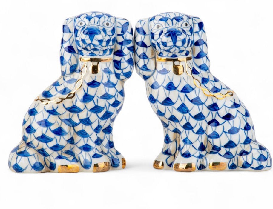 Staffordshire small dog- azure waves