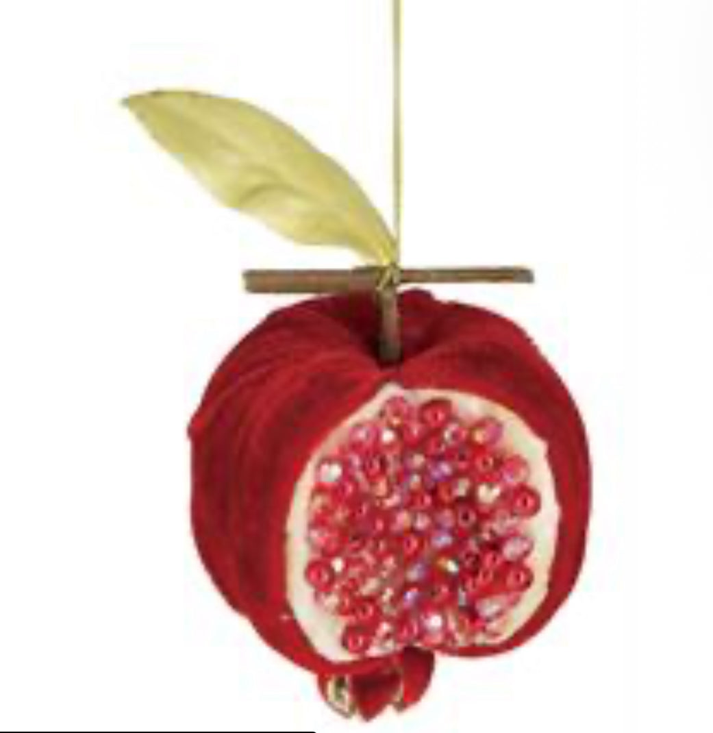 Velvet Pomegranate Ornament in Red