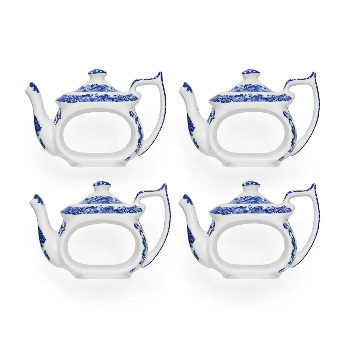 Blue Italian Spode set of four teapot napkins ring
