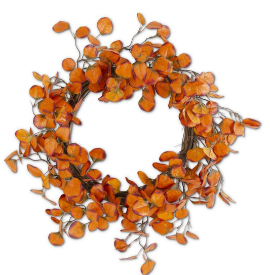 12 INCH ORANGE GUMDROP EUCALYPTUS CANDLE RING