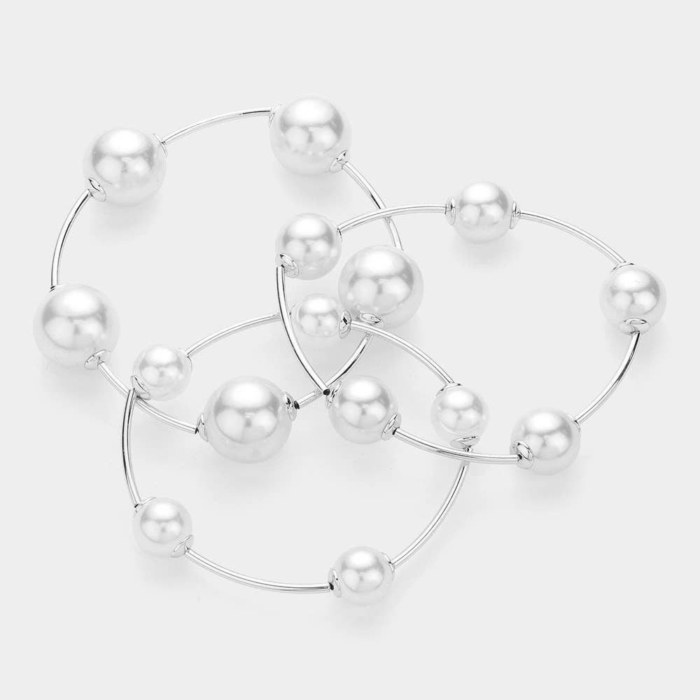 3PCS - Pearl Stretch Multi Layered Bracelets