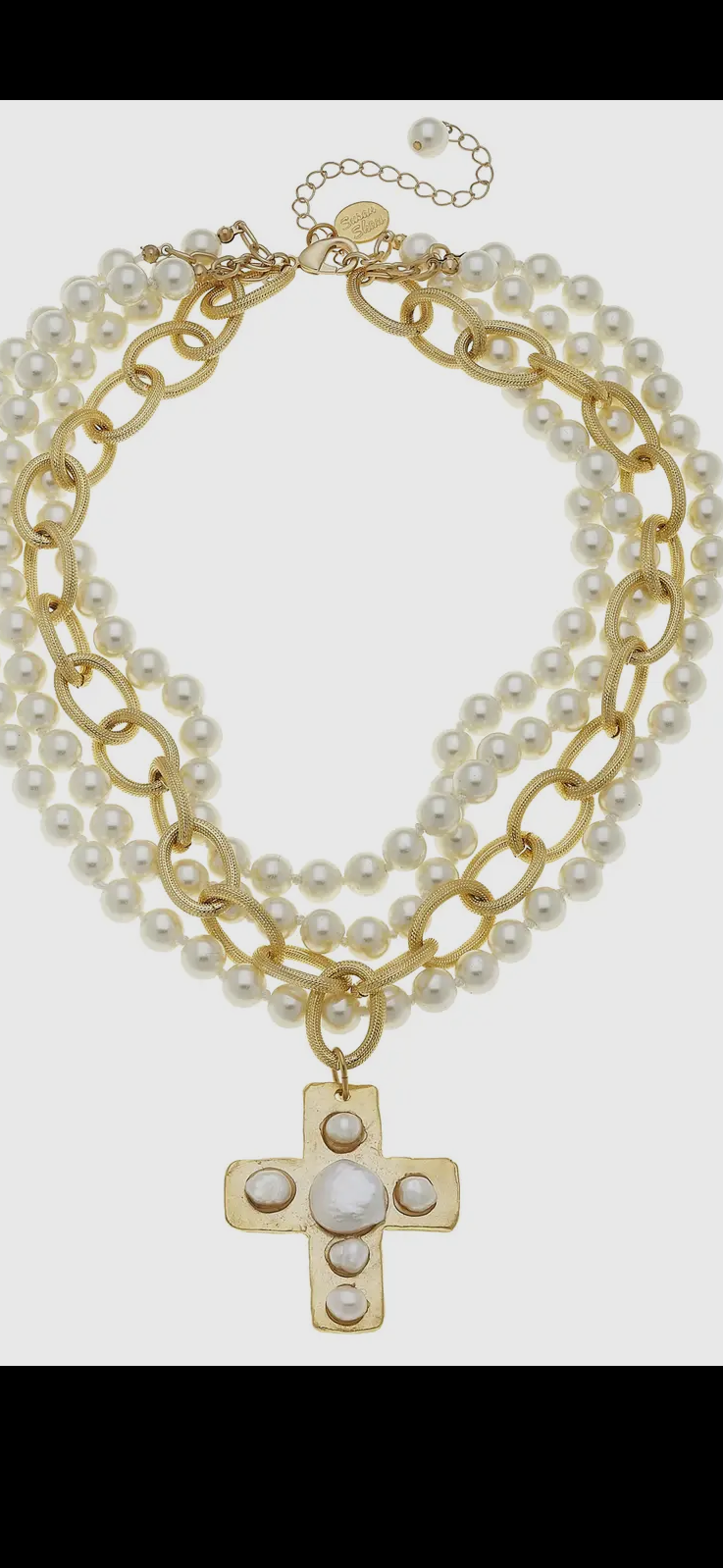 3 strand pearl and cross