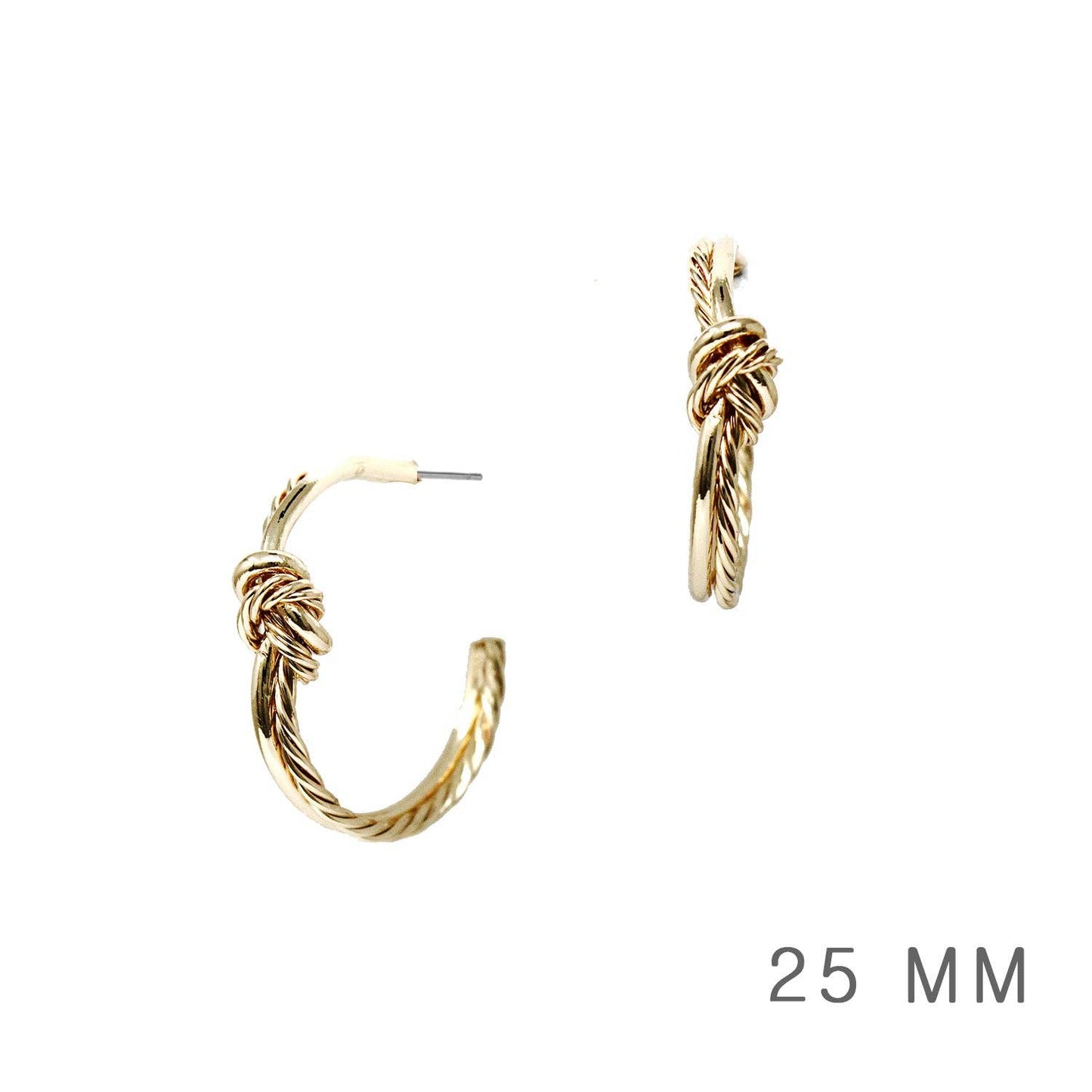 Thin Gold Wire Wrapped Knotted 1" Earring