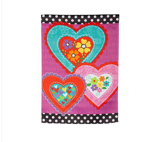 Lovely hearts suede house flag