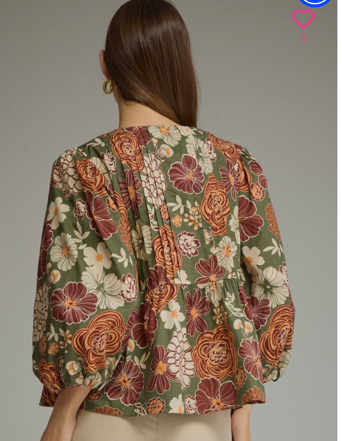 Floral print split neck top