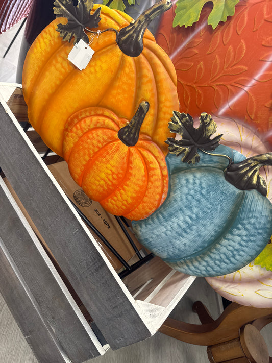 3 metal pumpkin on pole