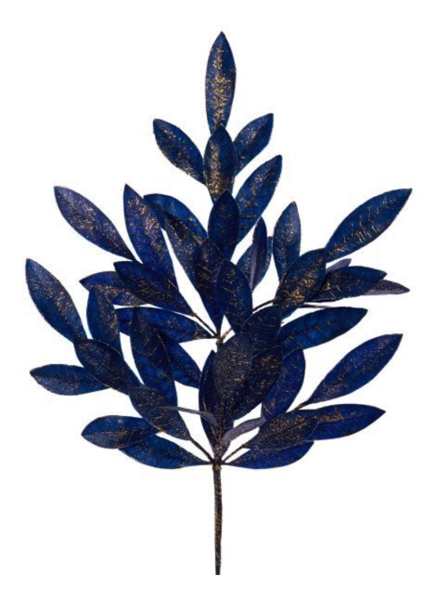 23.5"L BRUSHED BAY LEAF SPRAY X 7 NAVY BLUE/GOLD