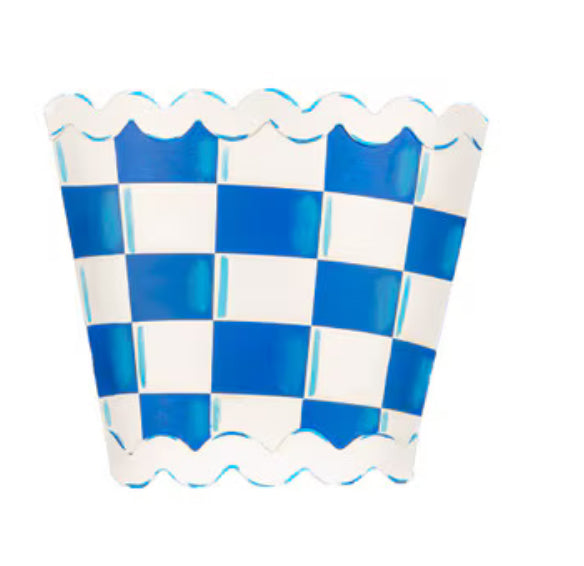 Blue and white checked pocket