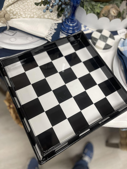 Black and white trays