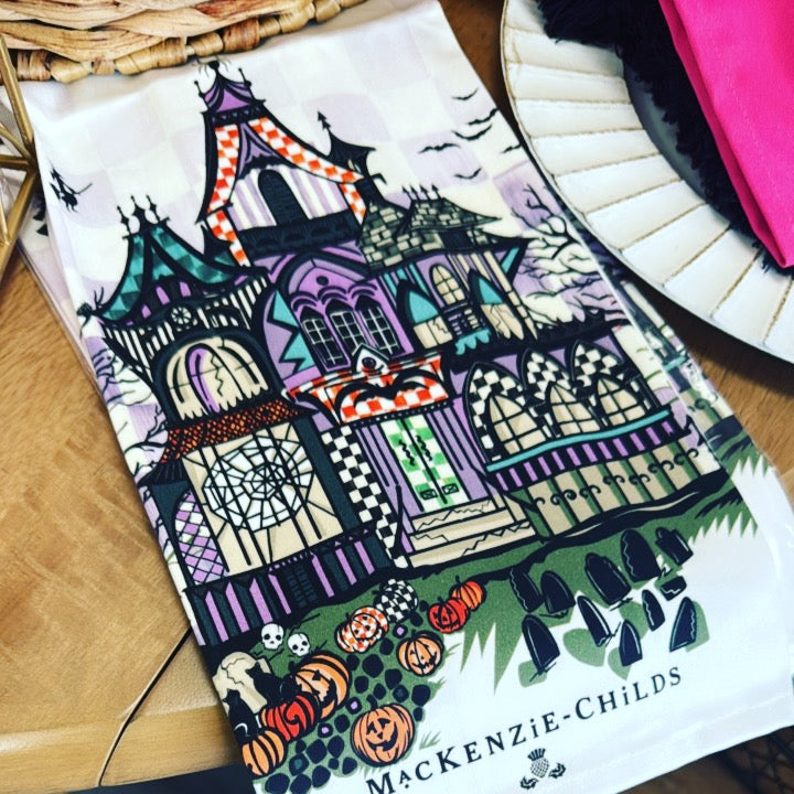 Haunted house dish towel