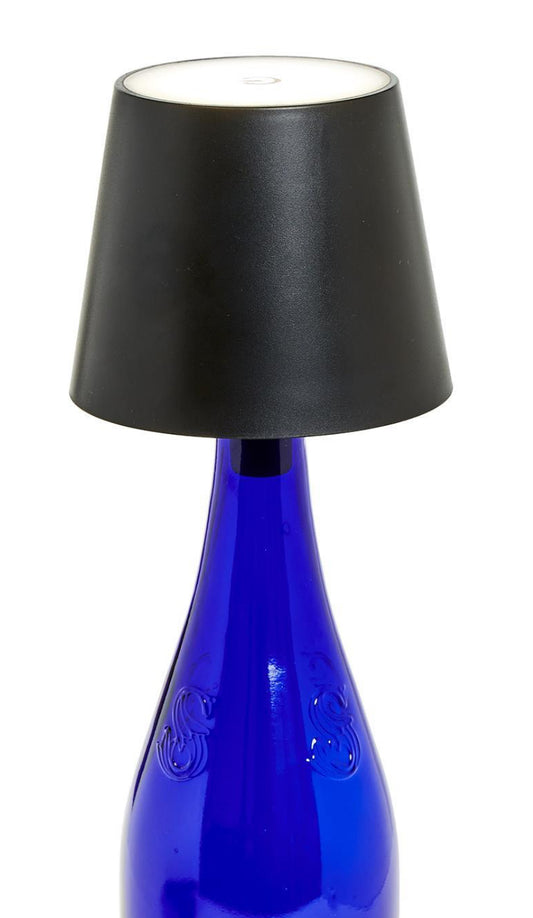 LED Portable Cordless Black Lampshade Bottle Lamp with Stopper Attachment in Gift Box