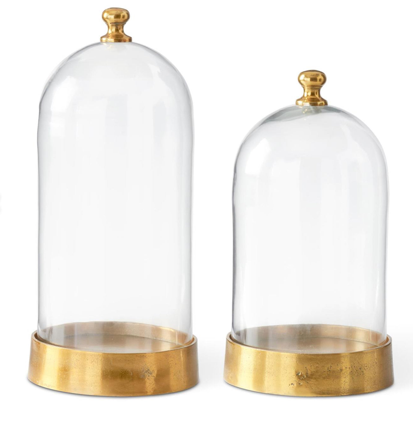 Clear glass & antiqued gold metal cloches