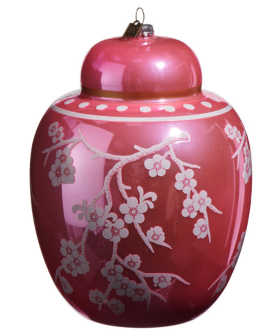 8" Pink Floral Ginger Jar Ornament