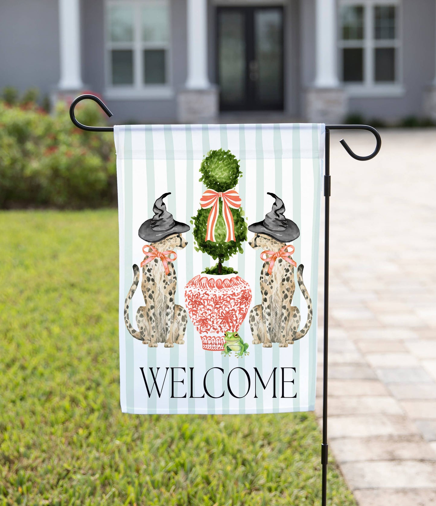 Fall Garden Flag - Leopard Topiary
