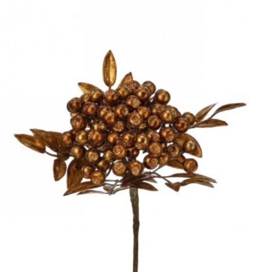 12" METALLIC GLITTER BERRY CLUSTER STEM