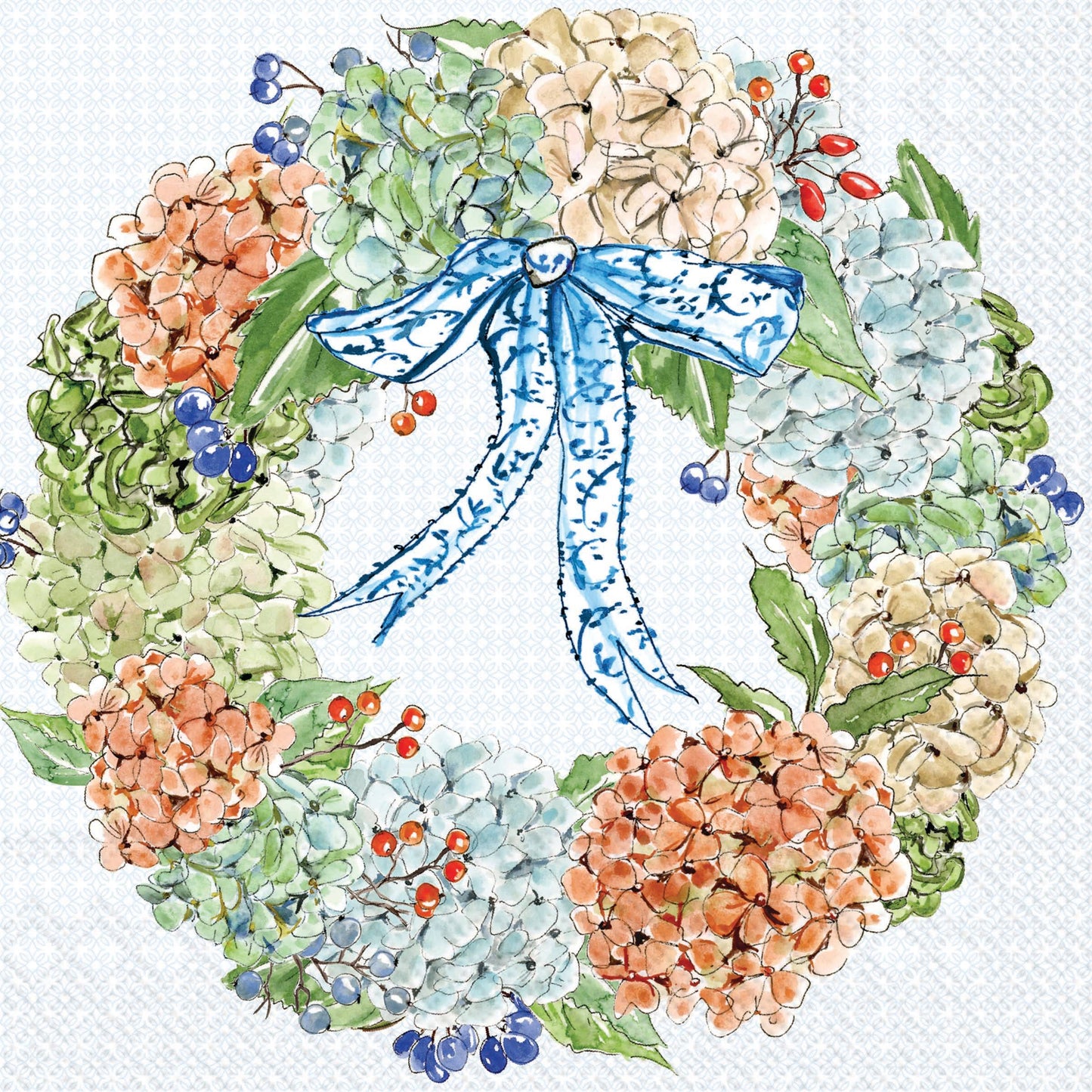 Fall Hydrangea Wreath Cocktail Napkins 20 ct Rosanne Beck