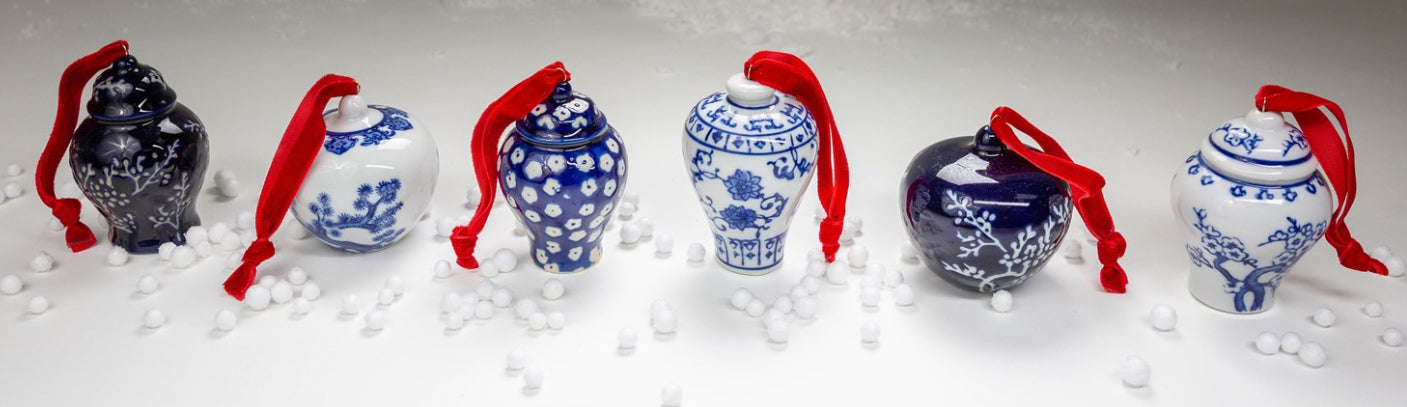 3” ceramic ginger jar ornaments
